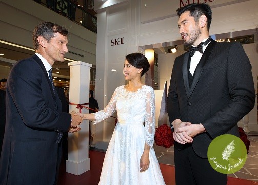 Nicholas de la Giroday, CEO P&G Malaysia welcoming SK-II Brand Ambassadors, Lee Sinje & Godfrey Gao