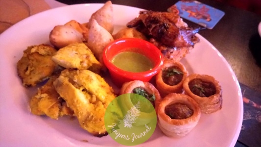 The Indian food at Rockafellers, extensive menu