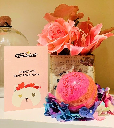 Love is in the Bear Bath Bomb with hidden teddy bear ring by Wunderbath