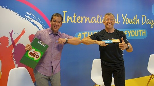 Mr Juan Aranols, Chief Executive Officer of Nestlé Malaysia [right] kicking off the International Youth Day webinar with moderator Ben Ibrahim [left]