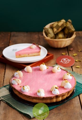 Lychee & Rose TartInspired by traditional kuihlapis and combining it with Malaysian flavors. We hope that this delicious tart will be a staple for your every visit.Available as a whole (RM139.90/1.3kg) and slices (RM13.95/slice).