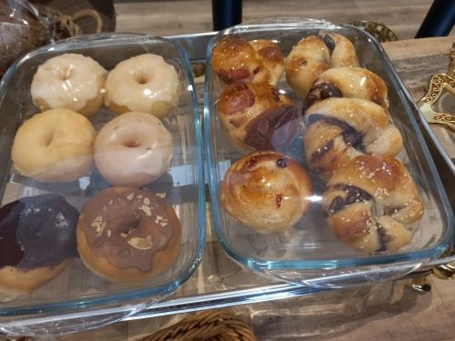 Sourdough donuts (left)