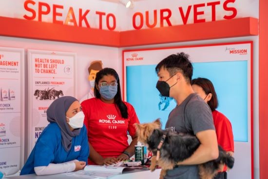 Paws Day Out : owners speaking with Royal Canin vets for a general health and nutritional assessment