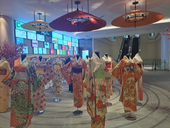 An exquisite display of kimonos