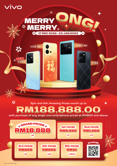 Spin And Win Cash Prizes Worth Up To RM188,888 With vivo Merry Merry Ong Campaign