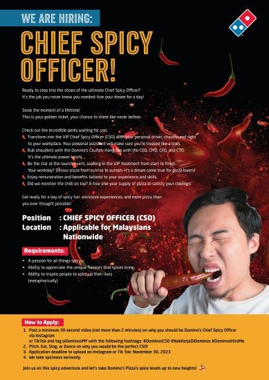 Job Vacancy With Exclusive & Spicy Perks: Domino’s VIP Chief Spicy Officer